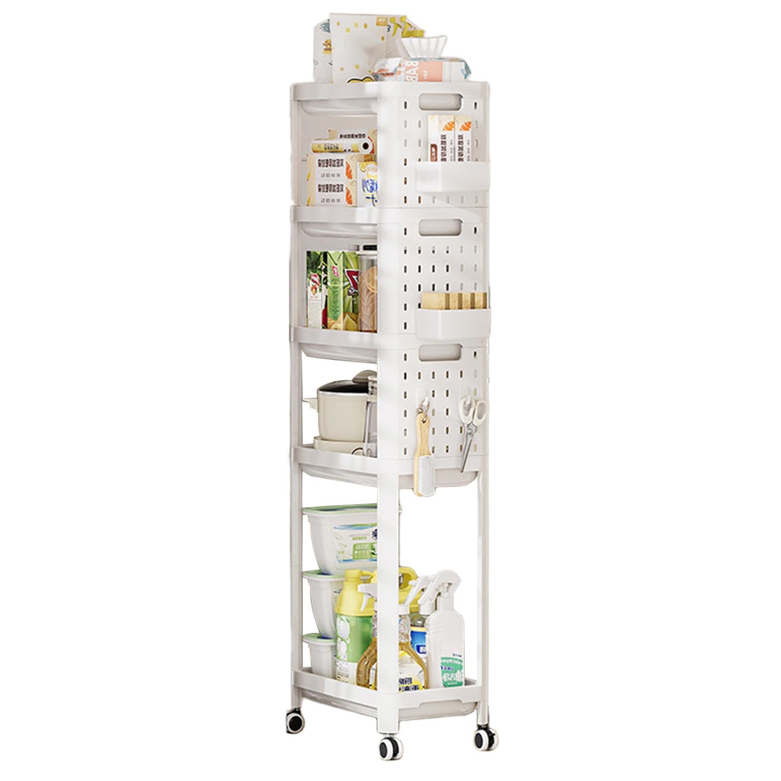 lovemetooMultipurpose Trolley with Wheels, Kitchen Trolley | 4-Tier Shopping Trolley Organiser - Kitchenware Storage Organiser, Movable for Bedroom, Bathroom