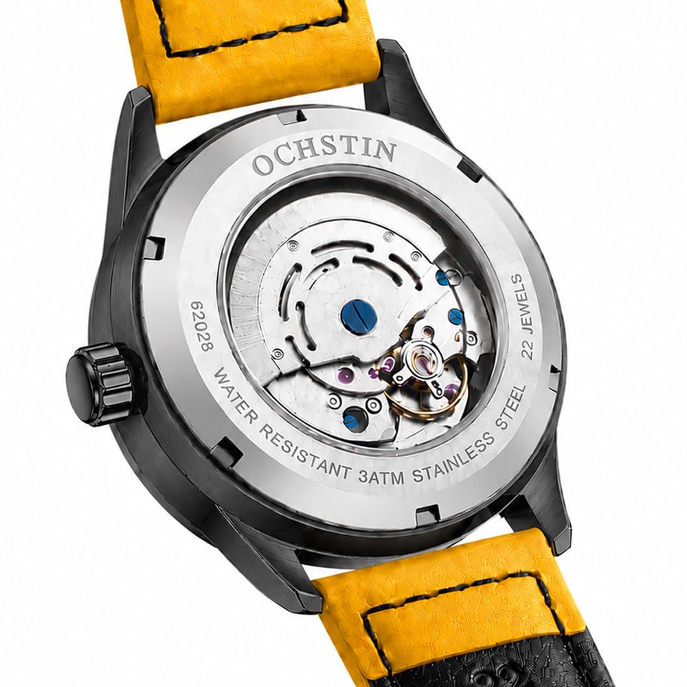Reloj de pulsera mecánico automático para hombre, con fecha automática, militar, deportivo, con correa de cuero y correa de acero inoxidable