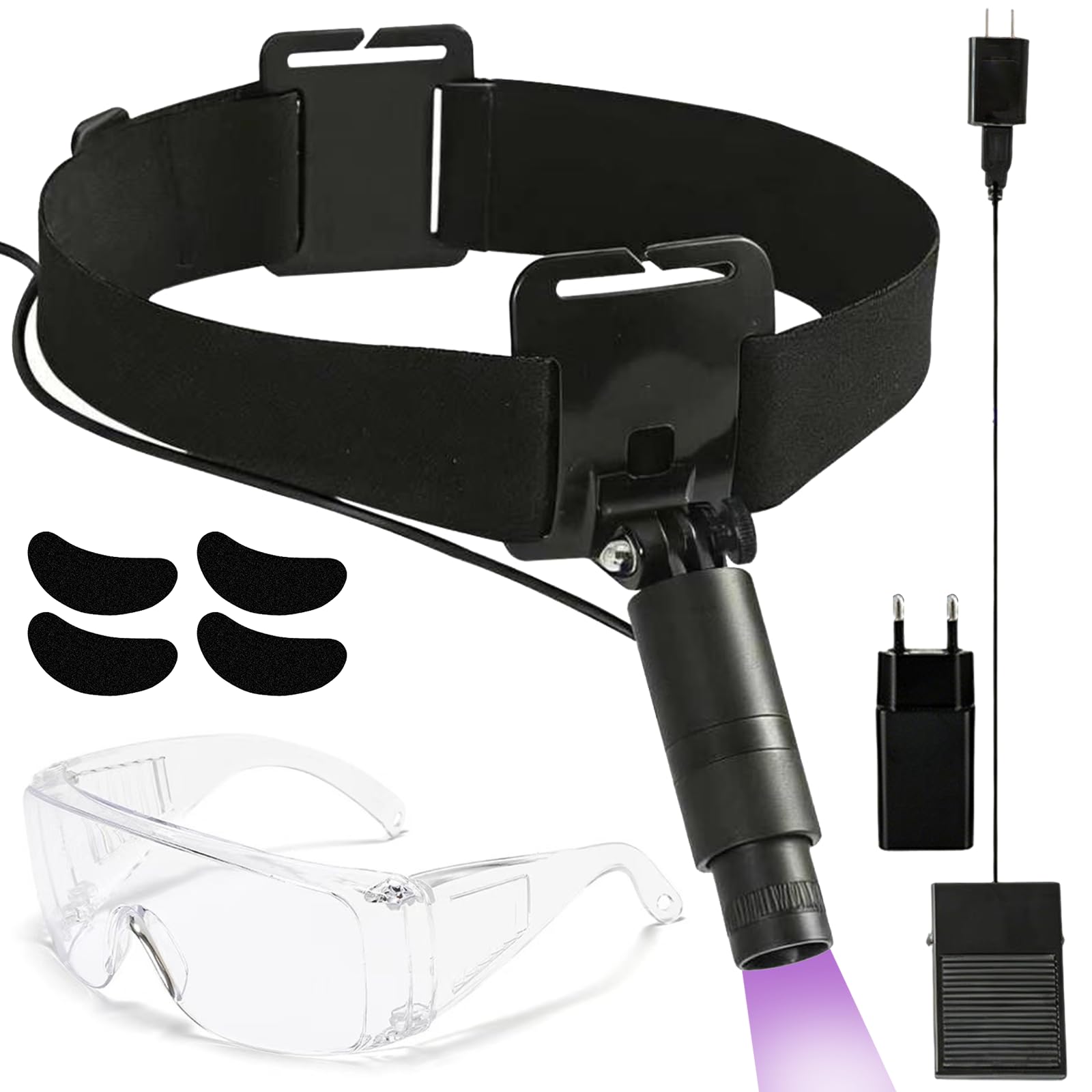 Wimpern Lampe Tragbar, 6W UV Wimpernlampe mit 1-2 Sekunden Ausgehärtet Kosmetiklampe Einstellbare Wimpernlicht für Wimpernverlängerung mit Wimpernaufkleber Fußschalter Schutzbrille