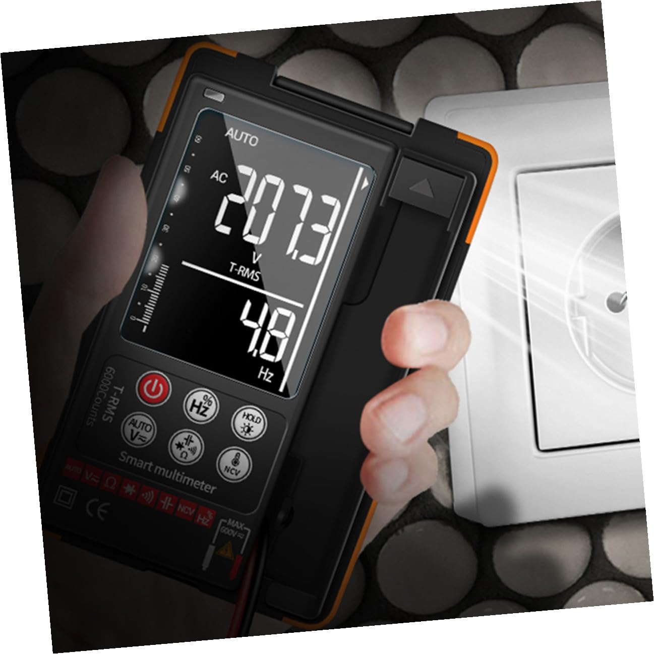 PRETYZOOM Portable Digital Multimeter True with Auto Ranging, Non-Contact Voltage Detection, Backlight Display, Continuity Buzzer, Diode Test, Data Hold, and Flashlight – Electrician Tool