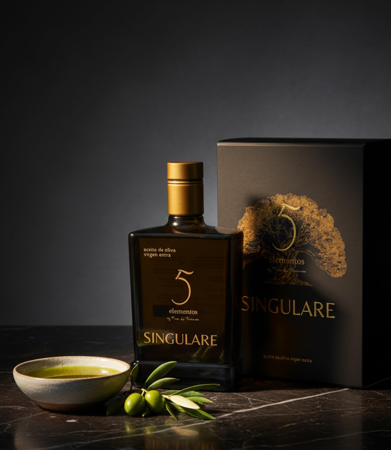5 elementów Singulare - Premium Olej z oliwek z pierwszego tłoczenia 500 ml - Olej Pique Nowa Kampania 24/25 - Kolor Zielony i Intensywny Smak