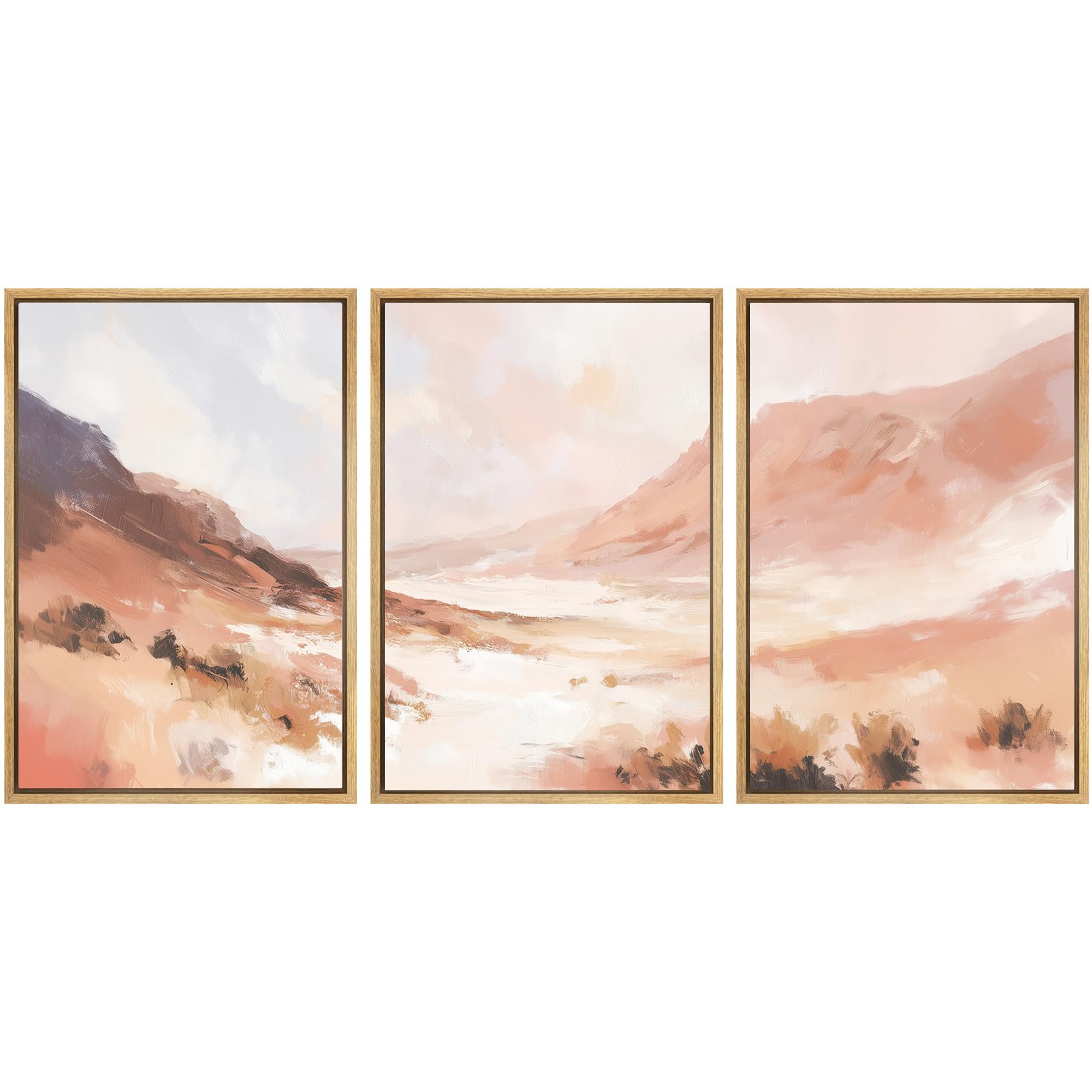 SIGNWIN Framed Canvas Print Wall Art Set Coastal Serenity Abstract Seaside Illustrations Modern Art Decorative Rustic Calm/Zen for Living Room, Bedroom, Office - 24"x36"x3 Natural — view 8