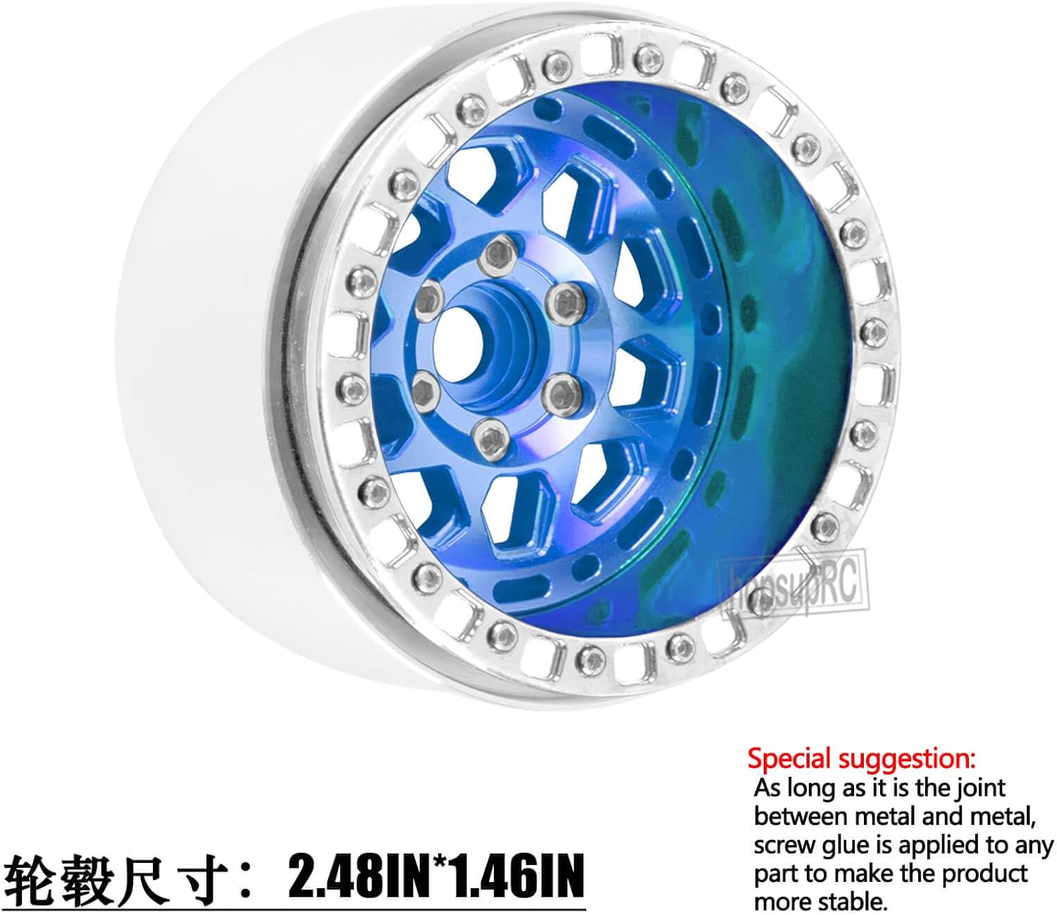 RC Aluminum 2.2IN Wheels Rim Beadlock Wheels Tires for 1/10 SCX10 90046 AX103007 SCX10 II SCX10 III TRX4 TRX6 Gen7 8 D90 VS4-10 MST CFX.RC Wheel Hub Rim Beadlock Wheel Rims Heavy Duty.Blue