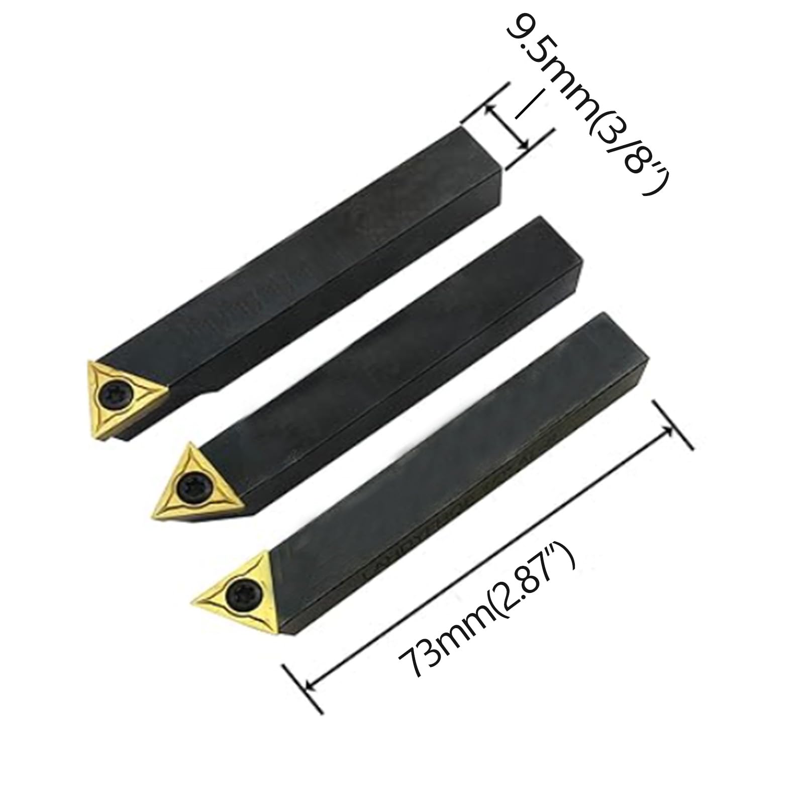 3/8 Zoll Hartmetall-Drehwerkzeughalter Set 3 Stück für Drehmaschine passend für TCMT110204 / TCMT21.51 Wendeschneidplatten 10 Stück im Lieferumfang CNC-Drehwerkzeug für Stahl