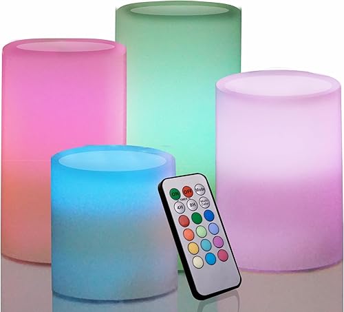 CANDLE CHOICE Velas sin llama que cambian de color a pilas con temporizador remoto, cera real, parpadeante, eléctrica, multicolor, luces LED para el disponible en Yaxa Costa Rica
