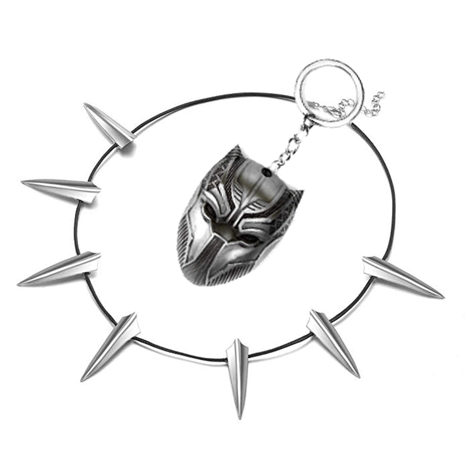 2 Pcs Panther Necklace & Black Panther Mask Wakanda King T'Challa Pendant Necklace Necklace for Men Women gift
