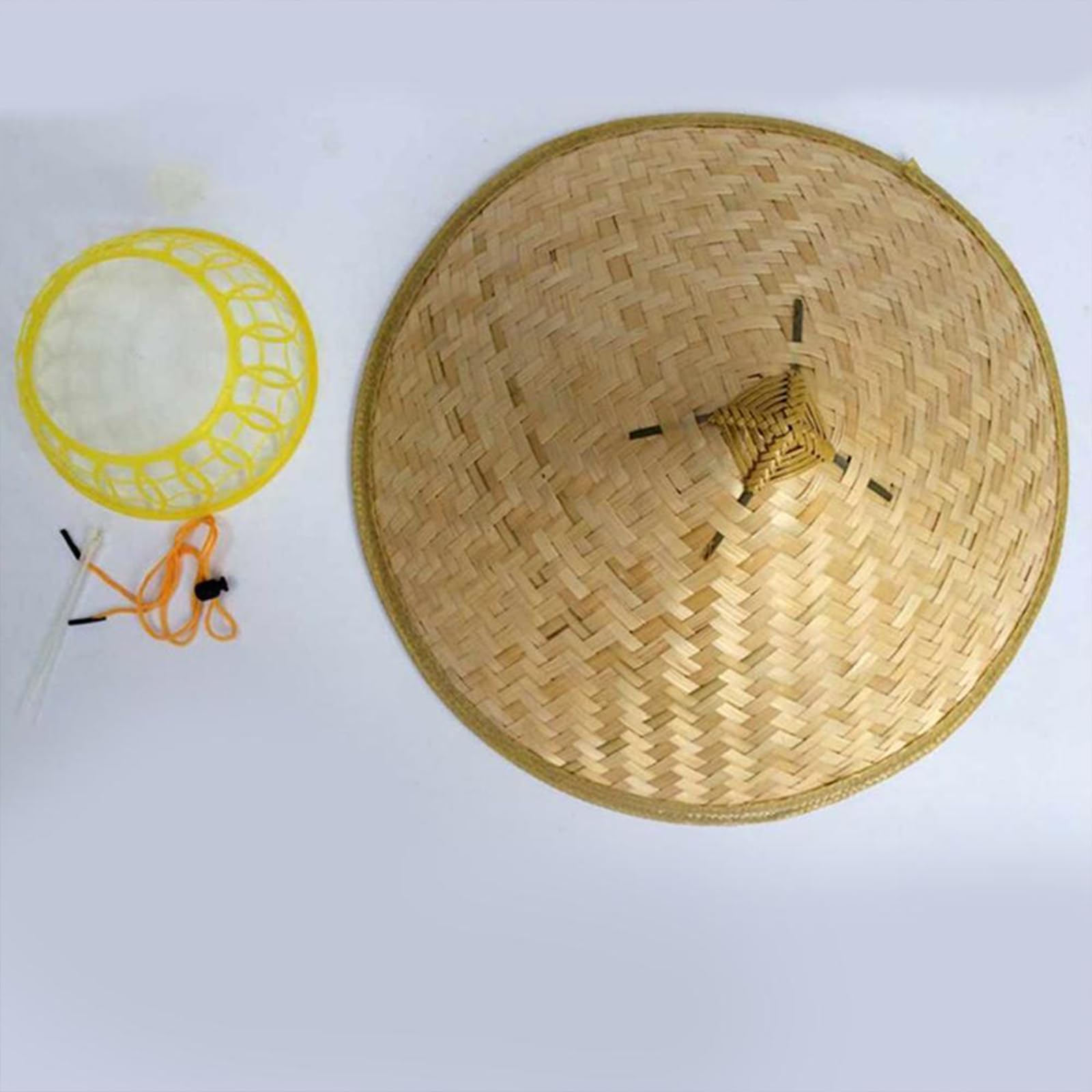 Cappello intrecciato a mano per adulti, cappello da pescatore, riso, orientale, cappellino da spiaggia, accessorio per foto, feste asiatiche, conico unico