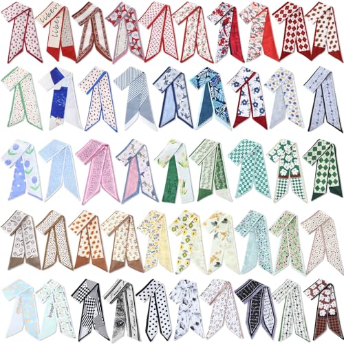 48 Pcs Bulk Purse Scarf Headband for Women Hair Purse Scarf Handbag Ribbon for Women Headband Neck Decorative Fashion Gifts