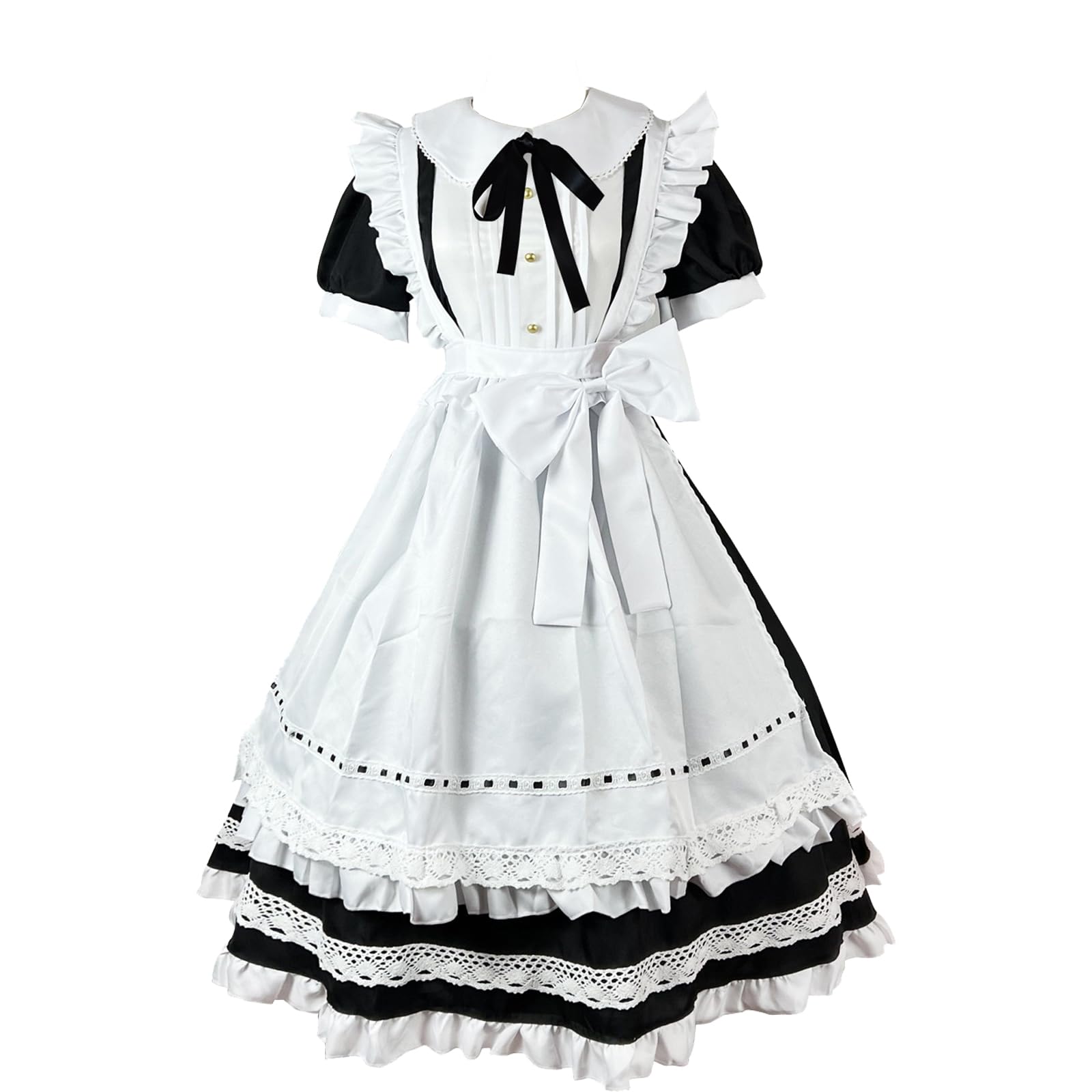 CR ROLECOS Maid Outfit Costume - Japanese Women's Lolita Maid Dress - Victorian Style - Short Sleeves - XXL