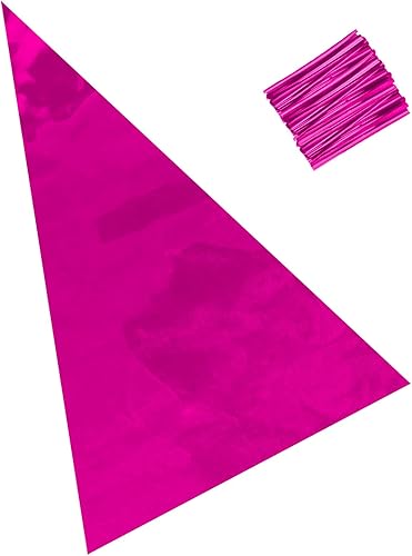 Miniatura 2 de Bolsas de plástico de celofán transparentes a rayas rosas, con lazos dorados, paquete de 50 unidades