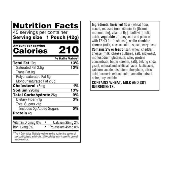 Galletas Snack Horneadas Sabor White Cheddar, 45 Bolsas de 1.5 oz miniatura 2