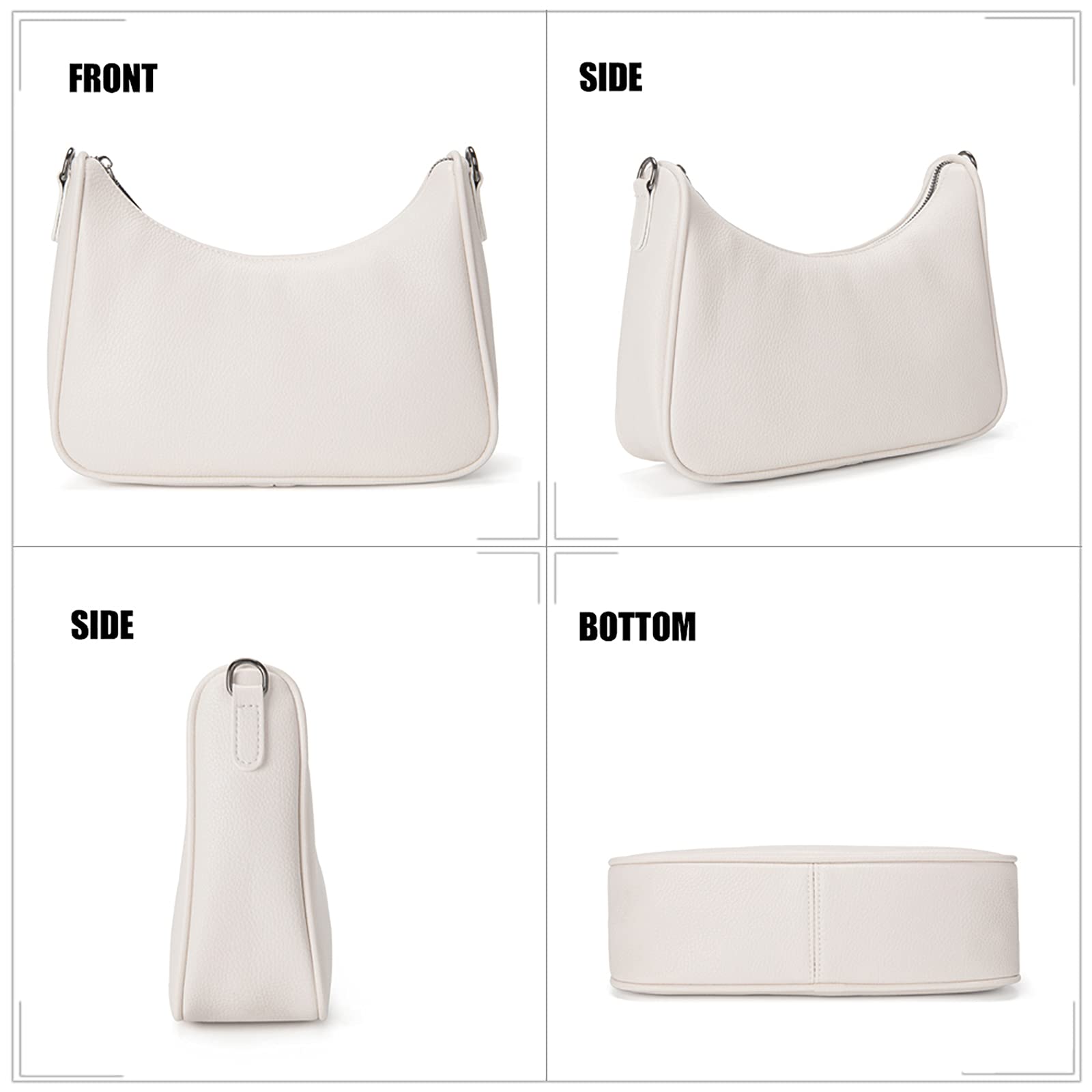 myfriday Crossbody Hobo Handbags for Women with Coin Purse Pouch, Soft Leather Designer Shoulder Bags - 2 Size Shoulder Strap: A-02-white