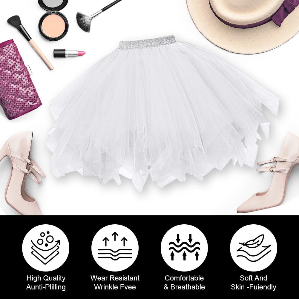 AUYAO Gonne da Donna Tutu, Dress Ballet Petticoat in Tulle a 3 Strati, Costume da Festa di Carnevale di Halloween Tutu per Adulti per Feste di Travestimento Balletto, 80s Sottogonna Tutu