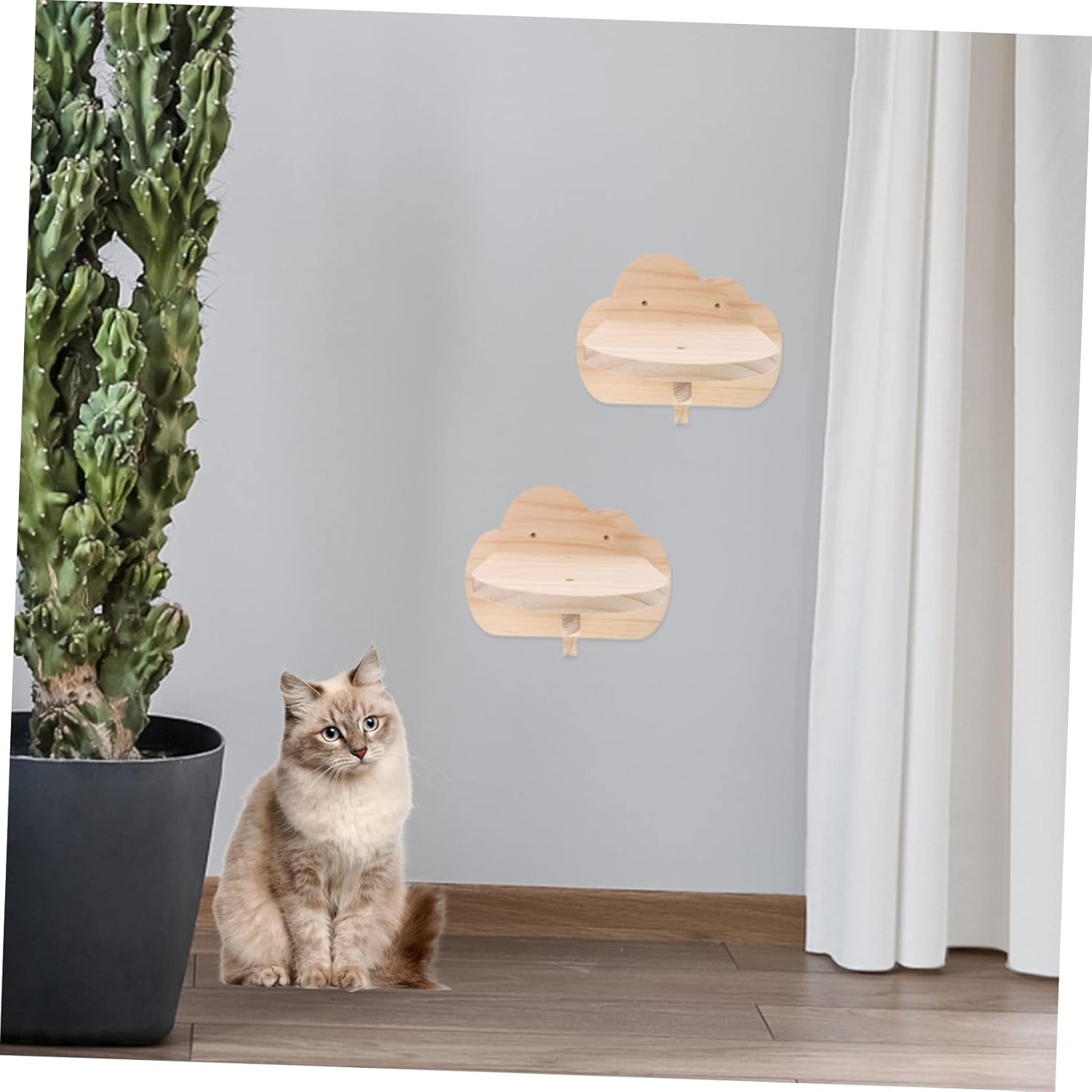 POPETPOP 2pcs Cat Wall Shelves Wall-Mounted Cat Climbing Steps Space-Saving Sturdy for Active Kittens for Home Enrichment