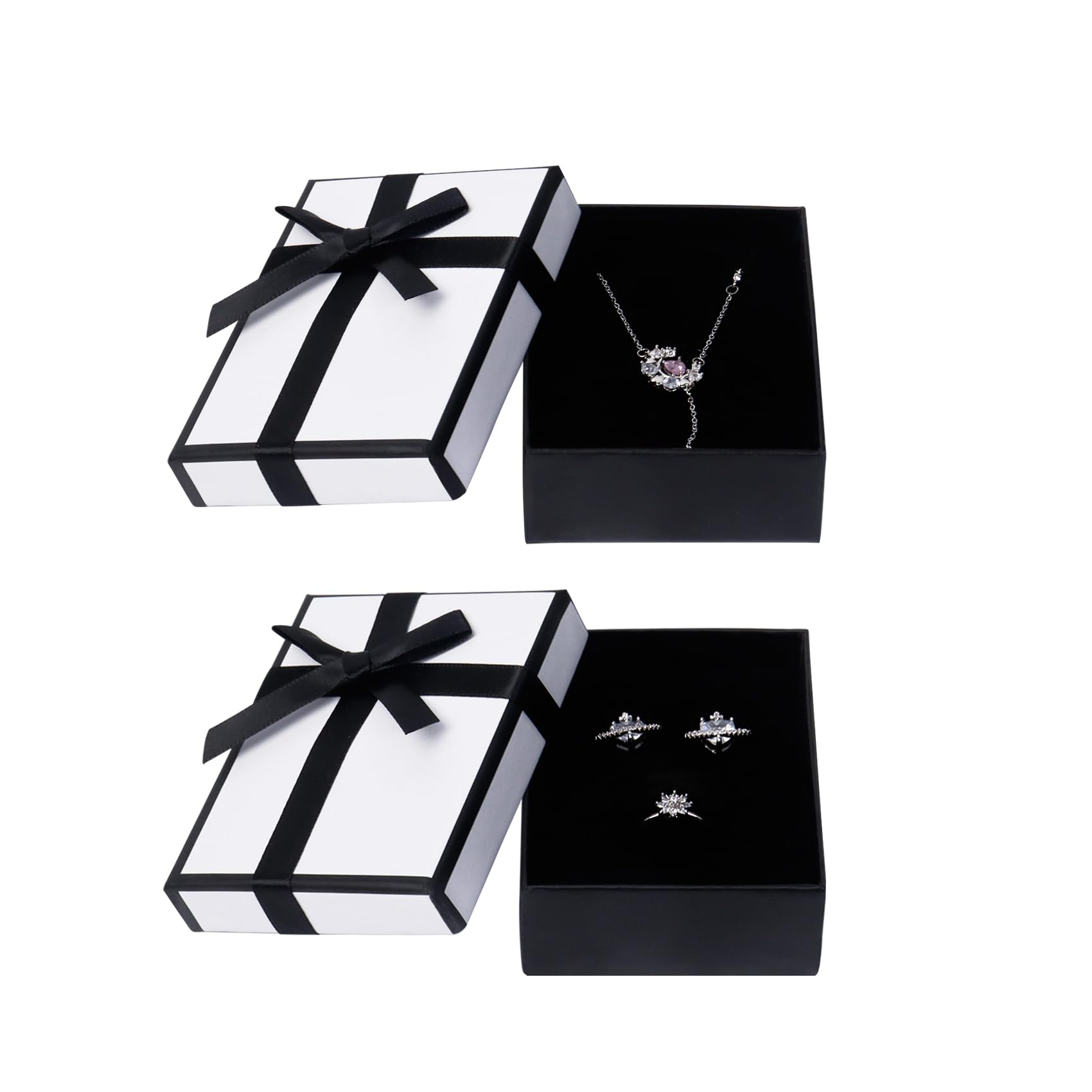 2 scatole regalo piccole, 9 × 7 × 3 cm, con coperchio, collane, orecchini, scatola regalo per gioielli (bianco