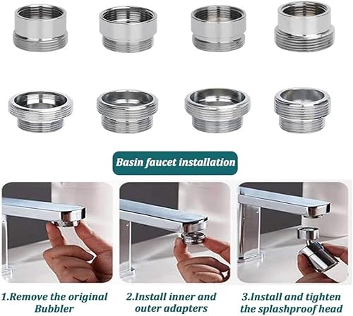 Miniatura 6 de Adaptador de aireador de agua para grifo, conector de aireador de filtro de agua de grifo de latón, adaptador de rosca NPT de 1.024 in a 0.866 in