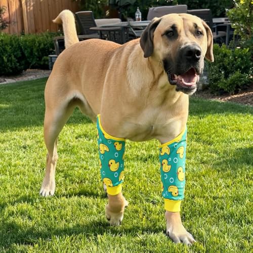 Image of Dog Elbow Wraps Knee Protector Pads Elbow Callus Treatment Sleeve for Wounds Front Legs Prevent Licking for Medium Large Dogs 3XL,Duck