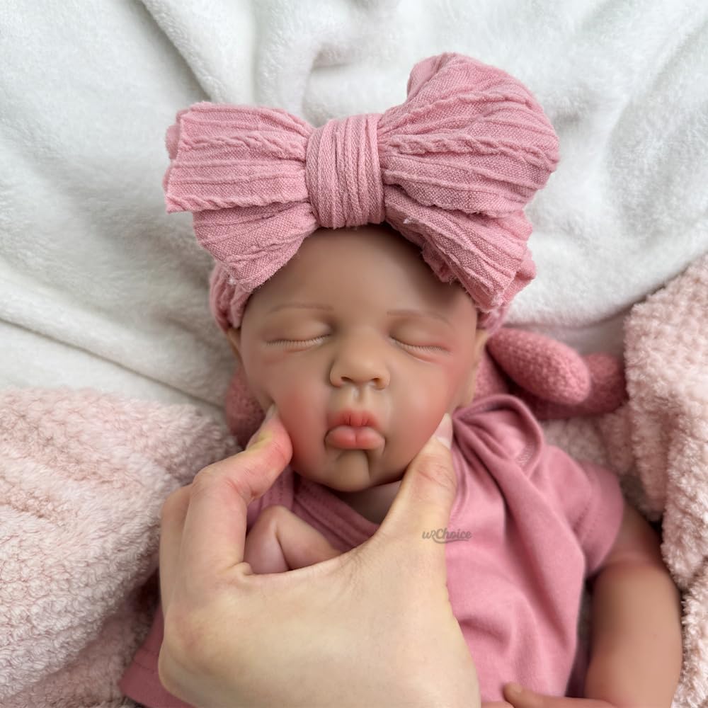 20 Inch Reborn Baby Dolls Full Body Silicone African American, Soft Newborn Black Girl That Look Real Sleeping Babies (Girl F)