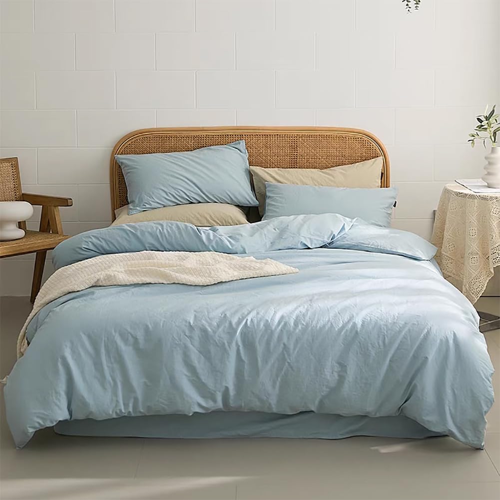 AShanlan Bettwäsche 135x200 Babyblau Bettbezug mit 1 Kissenbezug 80x80 cm