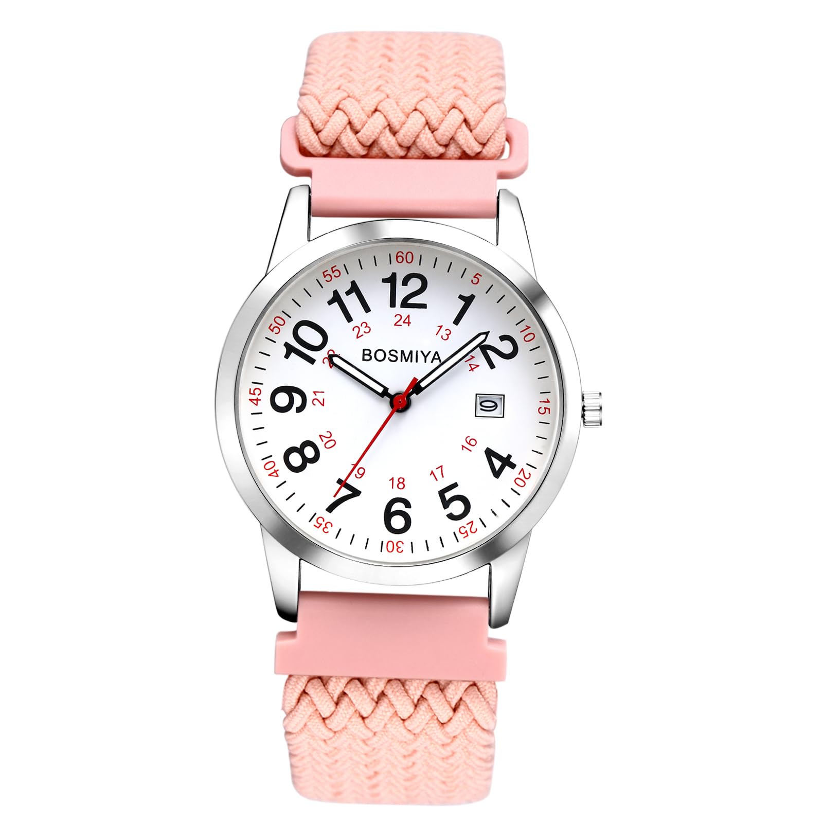 Avaner Uhren Damen Herren Elastisch: Nylon Damenuhr Herrenuhr mit gewebtes Armband Arabischen Ziffern Kalender Stretchband Analog Quarzuhr Leicht Ablesbare Uhr für Frauen Männer