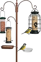 DIVCHI Bird Feeders Hanging Station With 2 Dishes Feeder Pole, Feeding Station, Metal Bird Feeder Stand, Feeders For Small Birds Garden Decorations (Only Station, Feeder Not Included)