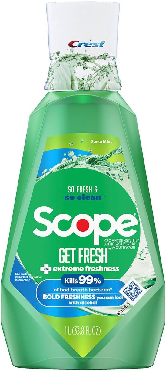 Scope Get Fresh Mouthwash with Alcohol, Fights Plaque and Gingivitis, Spearmint 1L