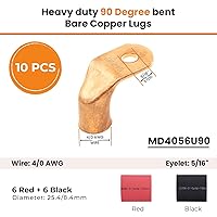 Vista 514 de SELTERM - 2 terminales de anillo resistentes para cable de batería, calibre 4 AWG, pernos de 3/8 pulgadas, terminales de calibre 4, ojales de cobre
