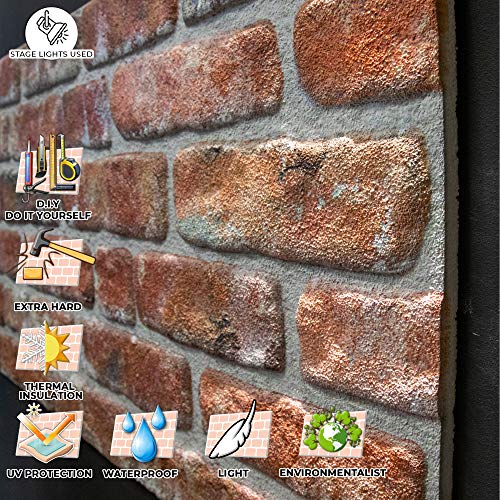 Izodekor 3D Wall Panels Brick Effect - Cladding, Stone Look, Styrofoam Facing For Living Room, Kitchen, Bathroom, Balcony, Bedroom, Back Of Counter And Teras | Stone Bridge (10" X 10" Sample) #TOP5
