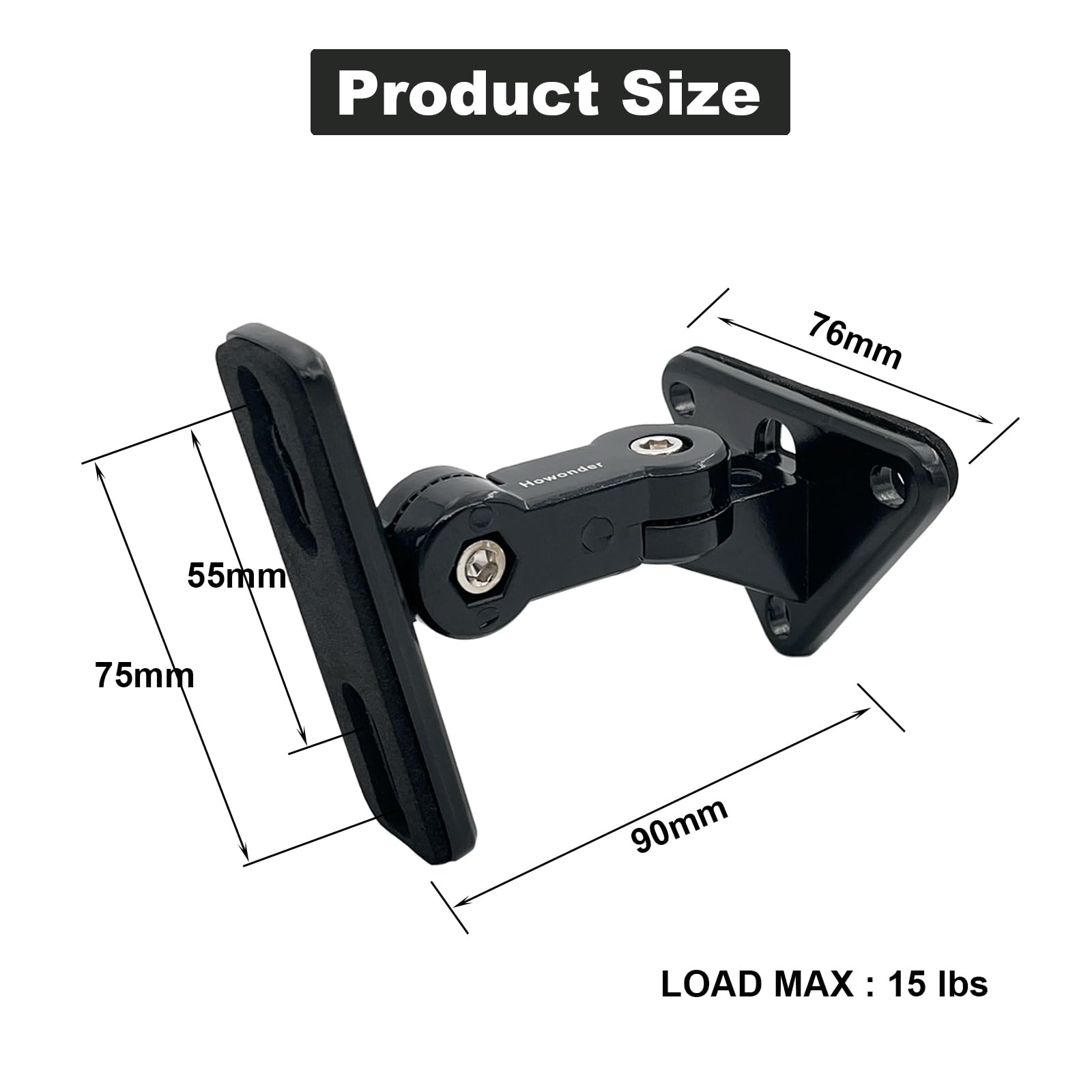 HD-15 - Soporte de pared universal para altavoces, montaje en pared para altavoces pequeños, giratorios e inclinables, soporta hasta 15 libras (2 paquetes de color negro)