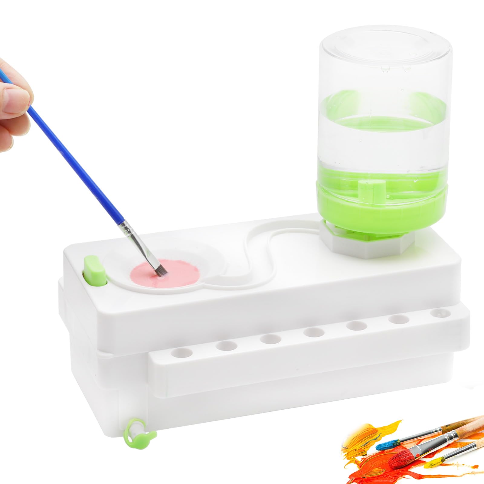 Limpiador de cepillos, Limpiador de Pinceles 4 en 1 Mejorada, Cepillo limpiador de cepillos, enjuague circulatorio de agua para Pinturas a Base de Agua, Cepillo de Maquillaje, Cepillo para Acrílico