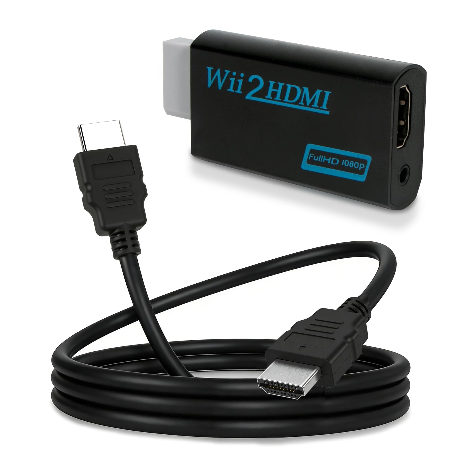 Black Wii to HDMI Adapter with 5FT HDMI Cable | Wii to HDMI Converter Compatible with Nintendo Wii Console