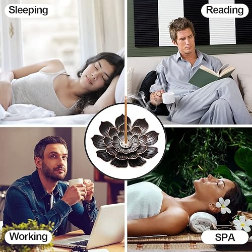 Miniatura 2 de Lotus - Soporte para varillas de incienso, quemador de incienso con cepillo de ceniza de incienso para el hogar, dormitorio, sala de estar, oficina,