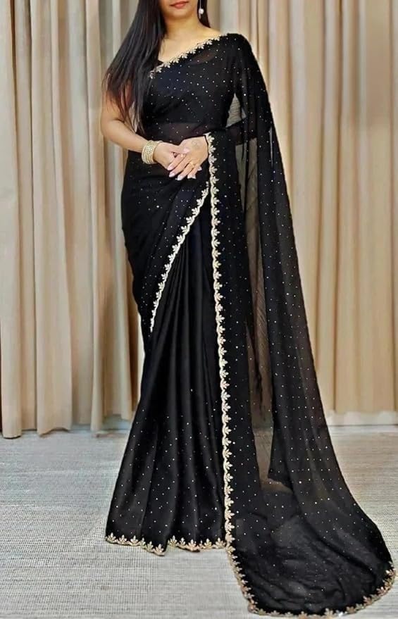 Image of Yashika Women's Chiffon Saree with Blouse Piece for Traditional Ethnic Wear Sari
