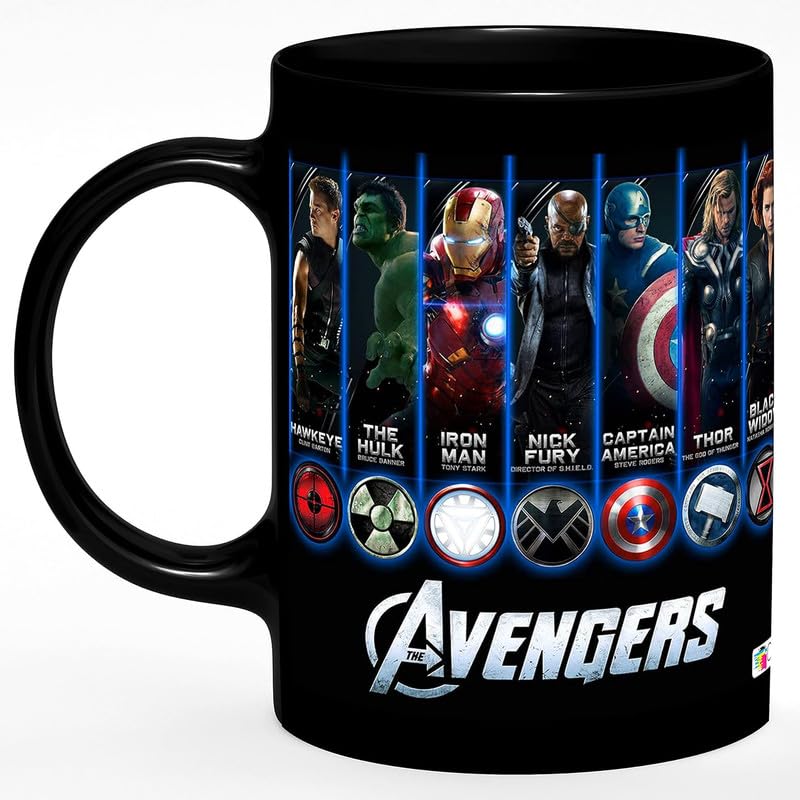 Avengers All Characters HAWKEYW The Hulk Iron Man Nick Fury Caption America Thor Black Widow Printed Microwave Safe Ceramic Coffee Tea Milk Mug350 ml,BLACKPATCH CRTAVENGERCHR0-image-41