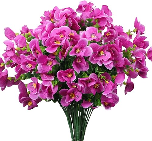 URSTOUD 6 paquetes de flores artificiales de orquídea, vegetación artificial, resistente a los rayos UV, no se decolora, flores de plástico