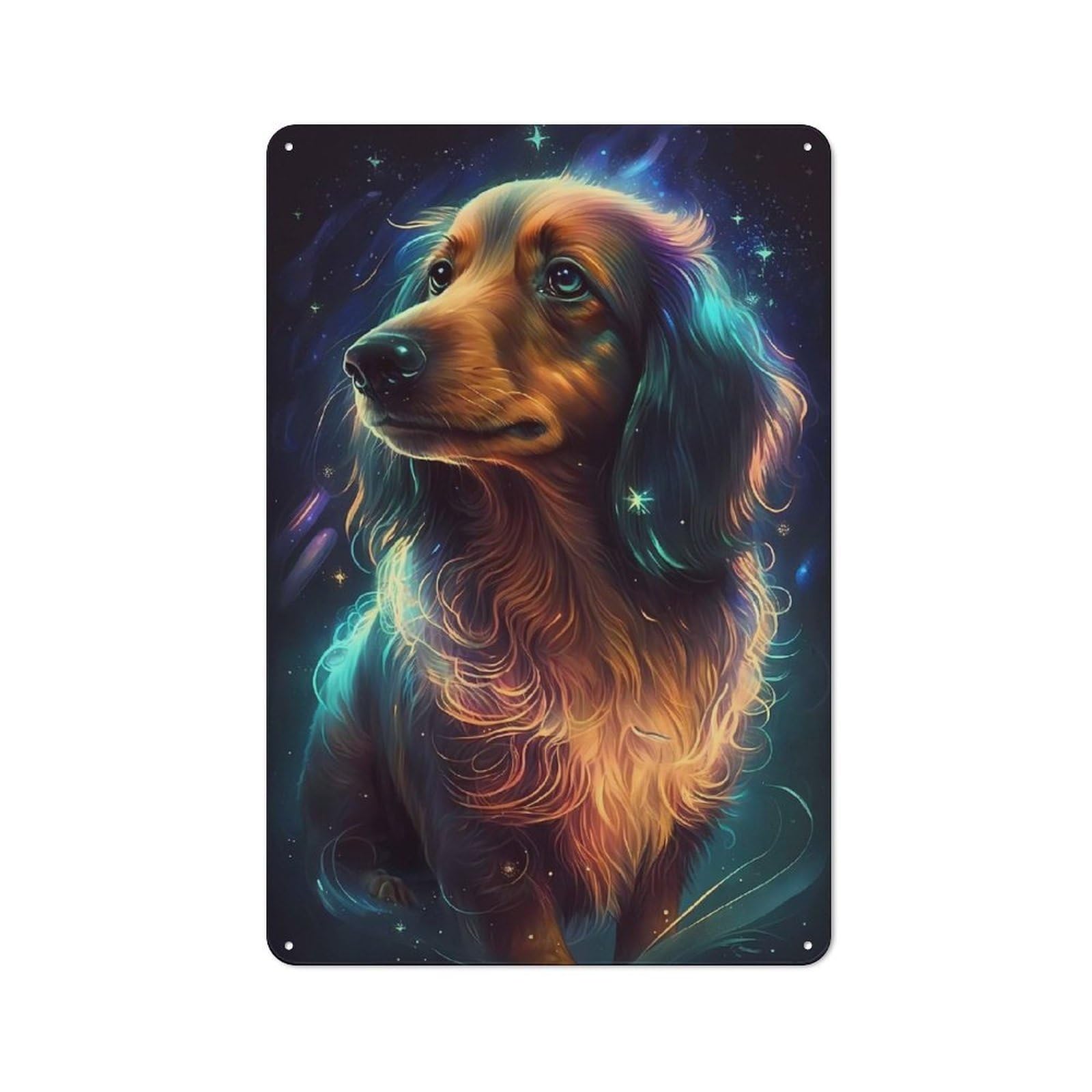Junmoney Dachshund Dog Angelic Metal Wall Sign 30X20cm Featuring For Garage Wall, A Housewarming Gift For People Furnishing A Garage