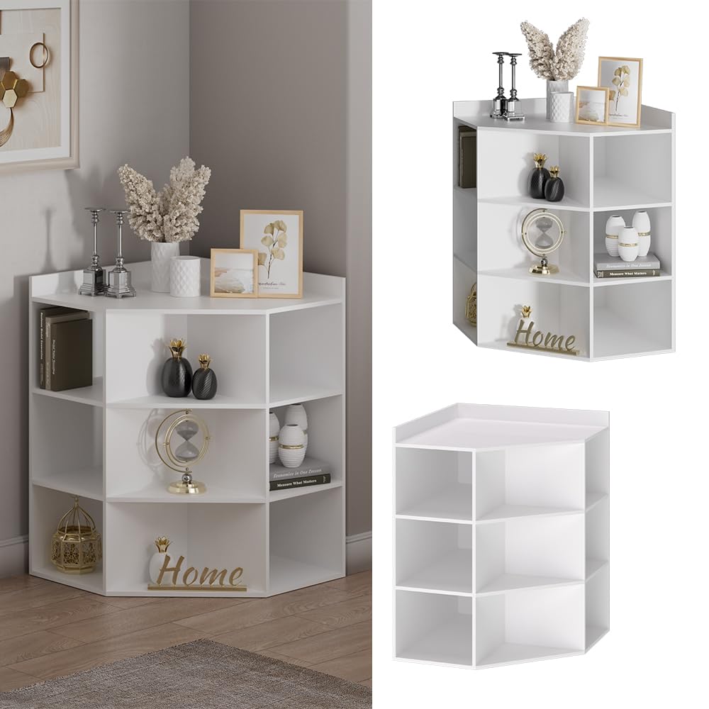 Vicco Scaffale angolare Elina, Bianco, 60 x 80 cm, per conservare ed esporre libri o oggetti decorativi