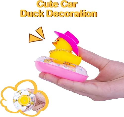 Miniatura 4 de MuMyer 2 piezas de pato amarillo de goma para tablero de automóvil, adornos de pato con gafas de aleación, mini anillo de natación, sombrero de sol,