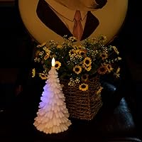 Vista 5 de AGLARY 2 velas blancas sin llama para árbol de Navidad, velas LED que funcionan con pilas, función de temporizador, con control remoto