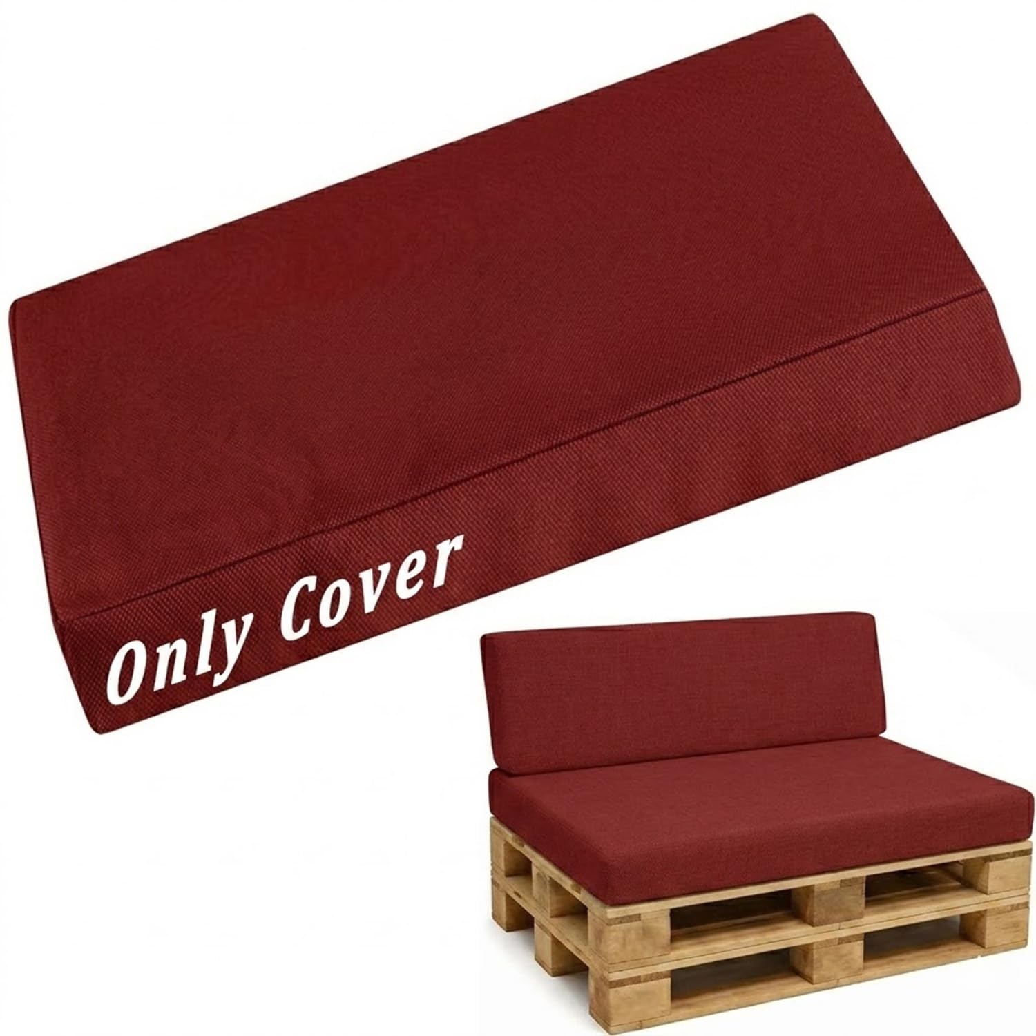 Replacement Pallet Cushion Covers 120×80 60×40 120×60 120×40, Waterproof Oxford Patio Furniture Slipcover with Zipper, Wedge Backrest Outdoor Sofa Protector(Red,Seat 80x100cm)