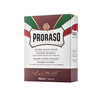 Proraso After Shave Balm - Sandalwood Oil & Shea Butter - Moisturizing & Nourishing After Shave Cream for Coarse or Hard Beards - Premium Italian Shaving for Men - 3.4oz