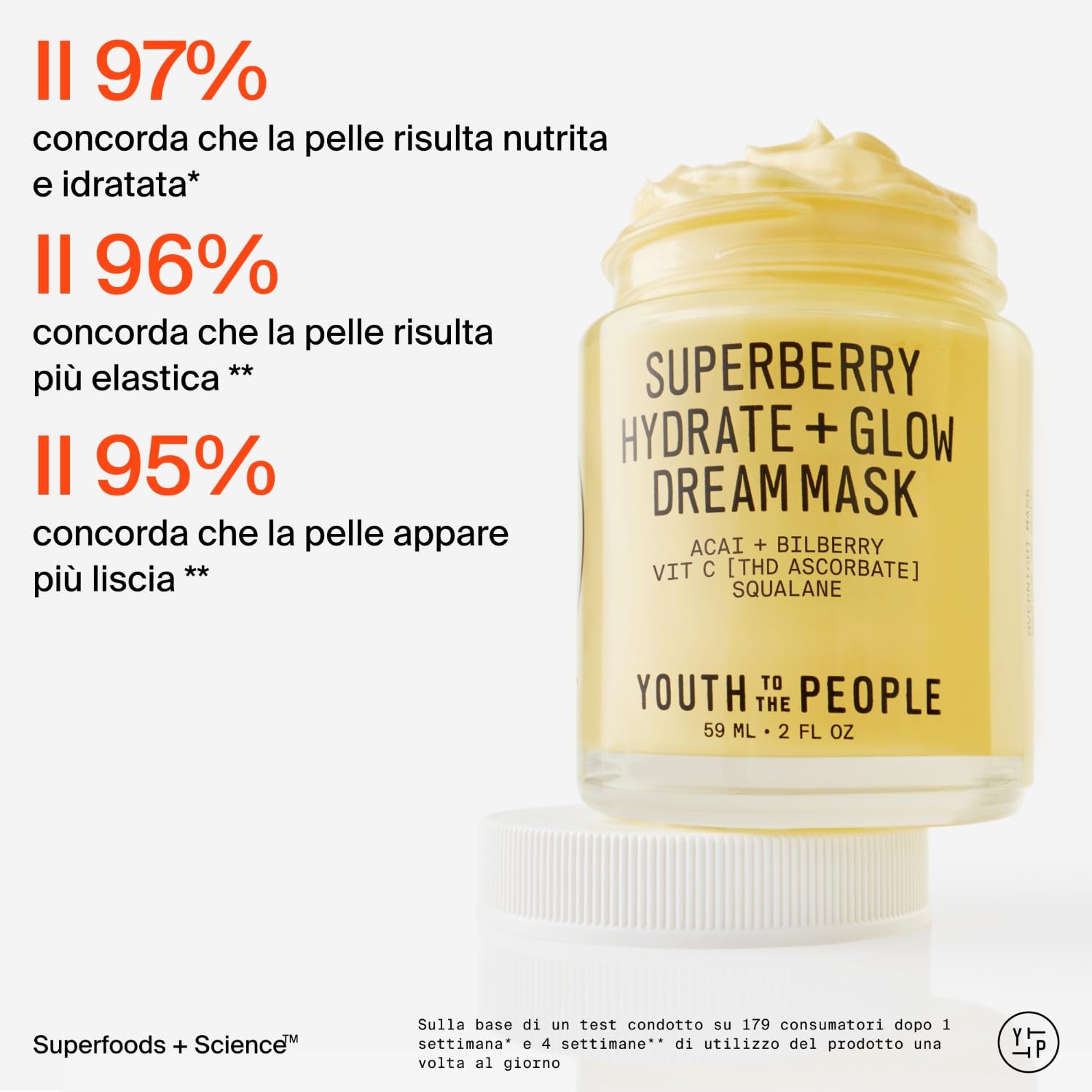 Youth To The People Superberry Hydrate + Glow Dream Mask, Enriched with Antioxidants like Maqui, Vitamin C, Squalane & Hyaluronic Acid, Hydrating Face Mask for Dry Skin, 60ml