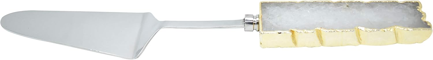 Nature's Decorations Quartz Cake Server with Gold Trim