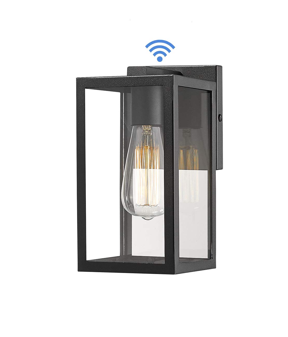 Bestshared Outdoor Wall Light with Dusk to Dawn Sensor, 1-Light Outdoor Wall Lantern, Wall Sconces in Black Finish with Clear Glass Shade