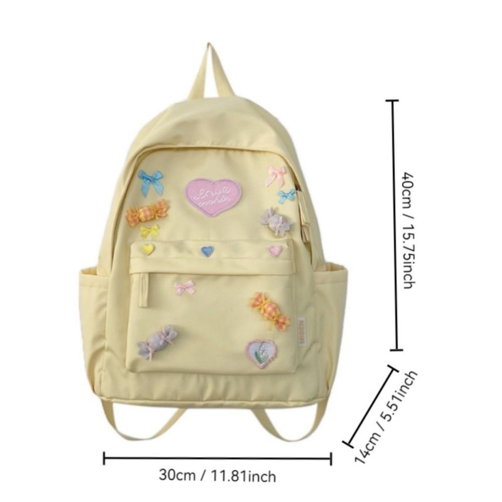 Zaino Carino in Nylon dell'Arco di Caramelle, Borsa Scolastica Grande capacità Stile Collegio Dolce per L'uso Viaggio delle Ragazze-Pink
