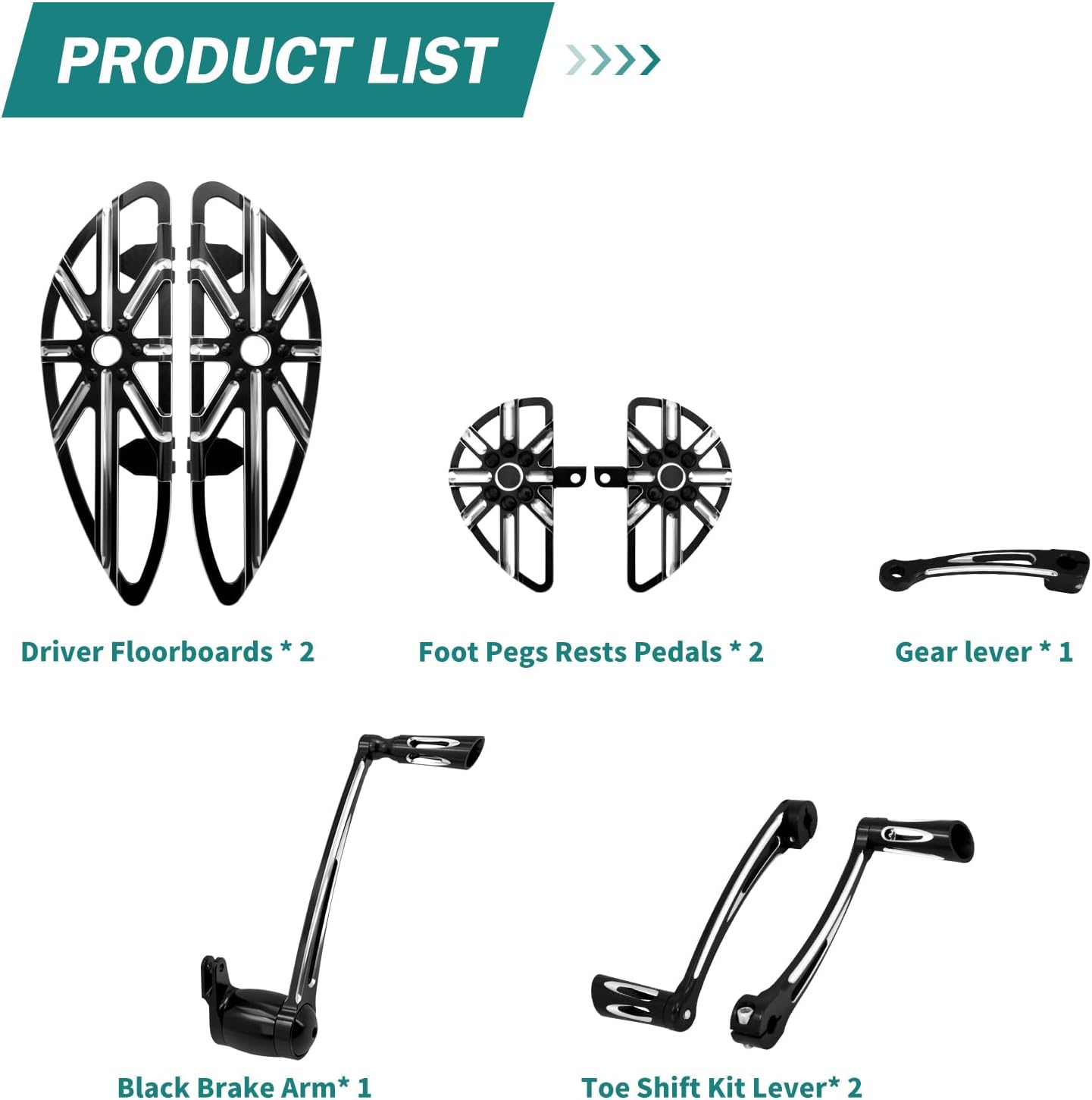 Floorboards for Harley Touring Motorcycle Passenger Footboards Rider Brake Arm Set Fit for Road Glide Street Glide Road King (for 2008-2013)