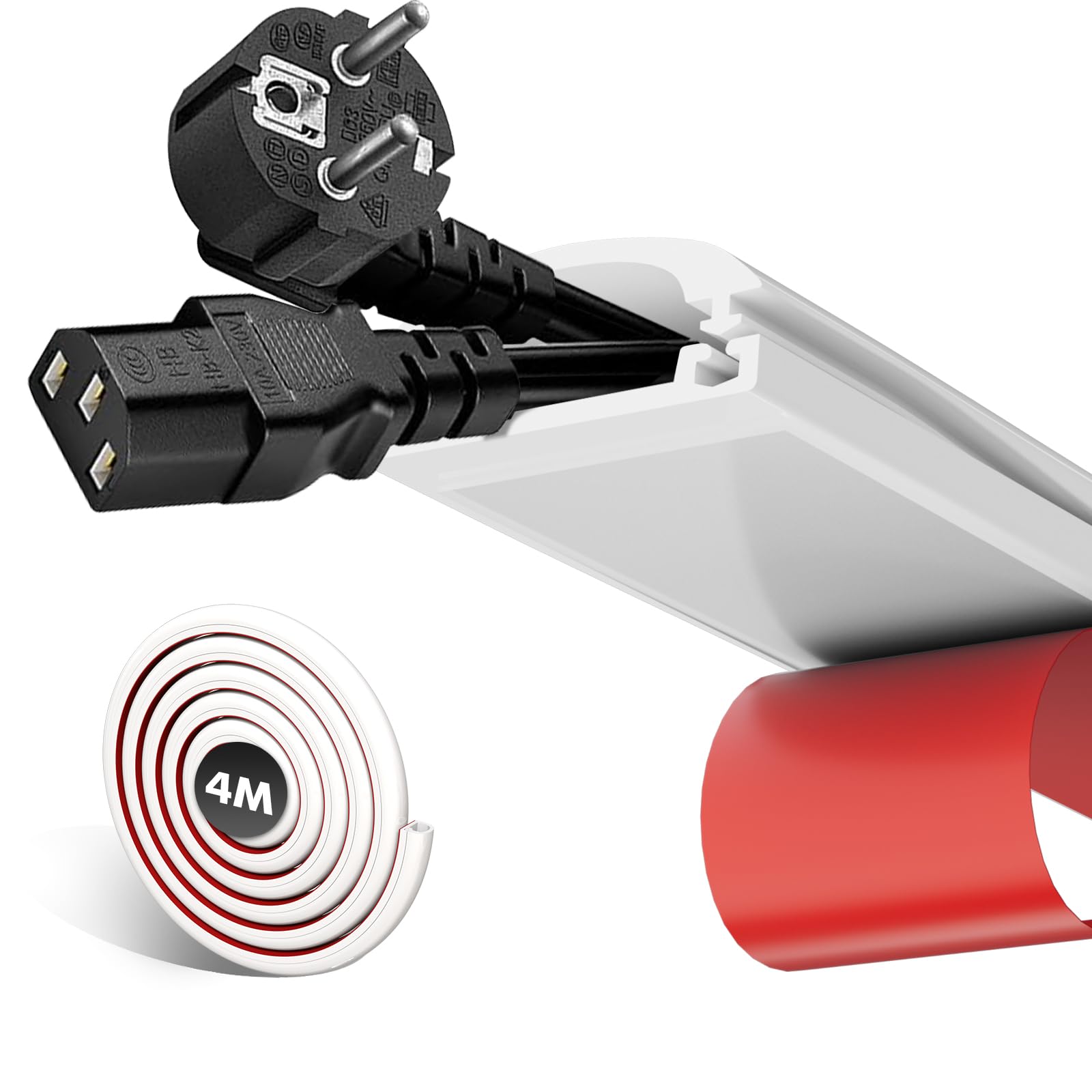 shinfly 4 m Silikon Kabelkanal Klein für 2-3 Kabel, Kabelkanal Weiß Selbstklebend, Flexibler Kabelschacht für Kabels, Kabeltunnel Ideal für Wand-, Boden- & Decke Kabelmanagement