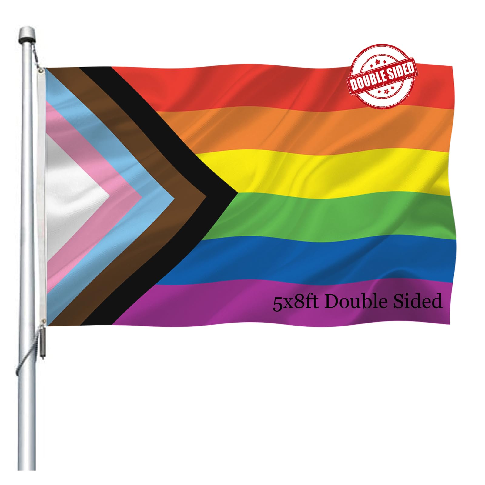 Amazon.com : Progress Pride Rainbow Flag 5x8 Double Sided- Heavy