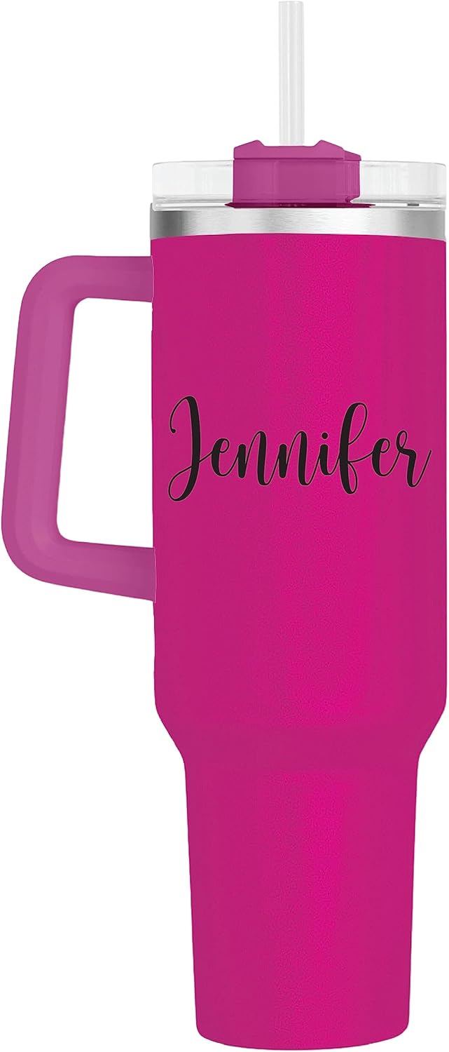 Personalized 40oz Tumbler With Handle and straw | Stainless Steel Insulated Tumbler | Travel Cup | Double Wall Coffee Cup for Hot and Cold Drinks | Shimmer 40oz Tumbler With Handle - Image 6
