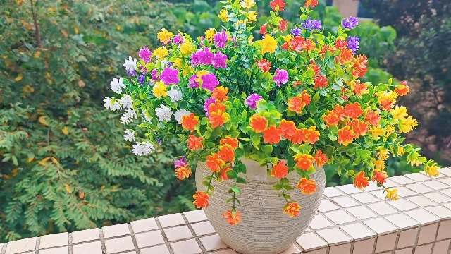 10 Bundles Artificial Colorful Eucalyptus - UV Resistant Fake Plants For Outdoor Porch & Patio Decor - View #9
